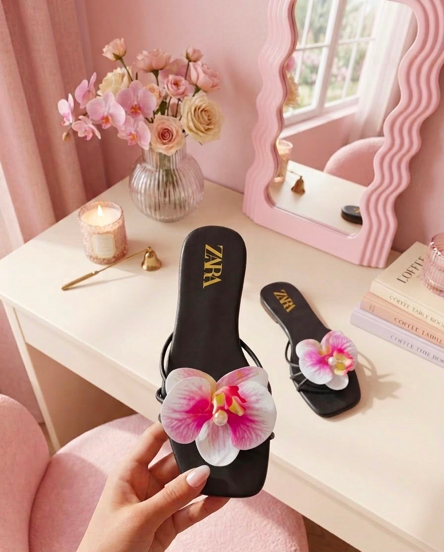 ZARA FLOWER FLATS