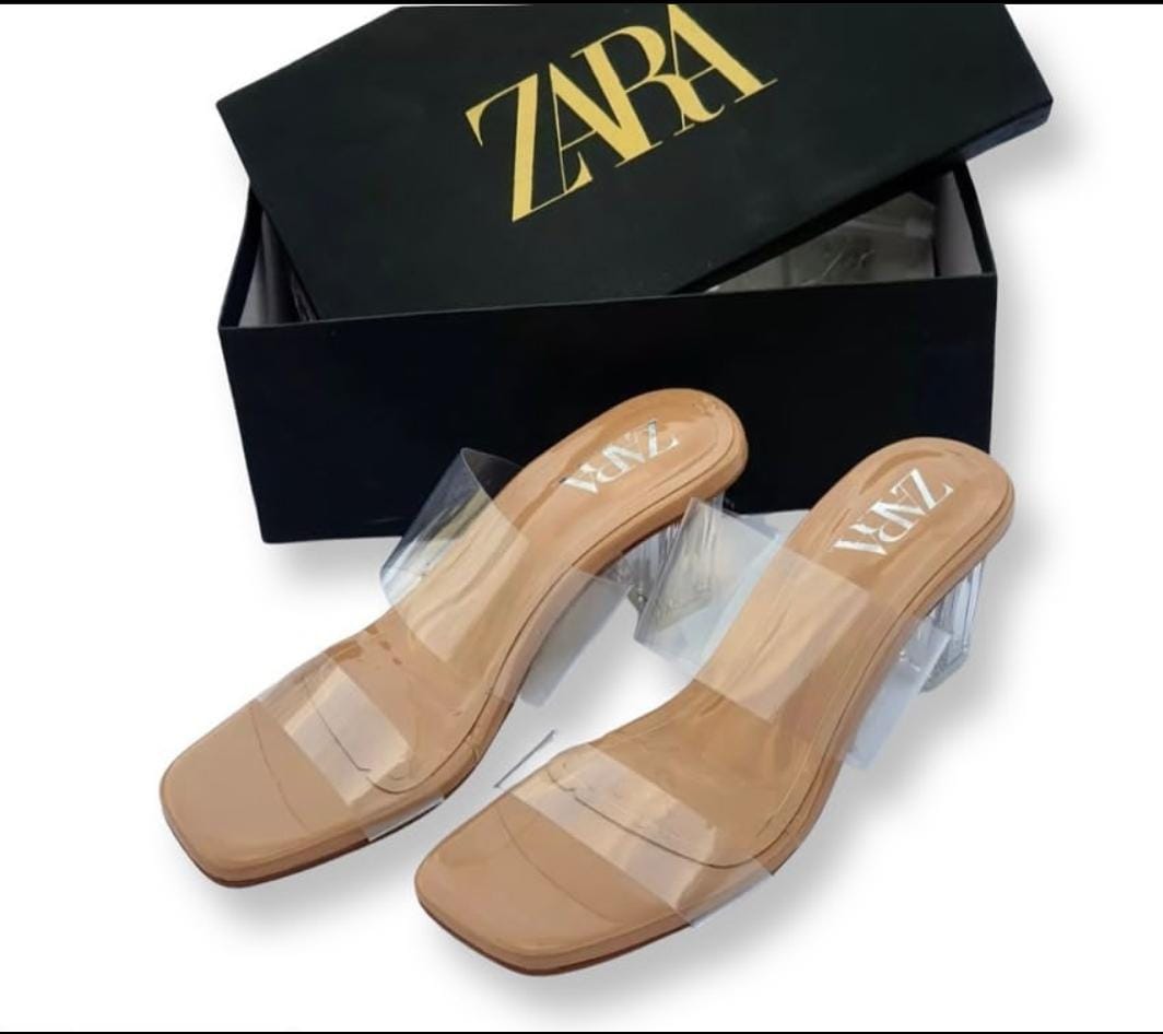 ZARA TRANSPERENT STRAP BLOCK HEELS