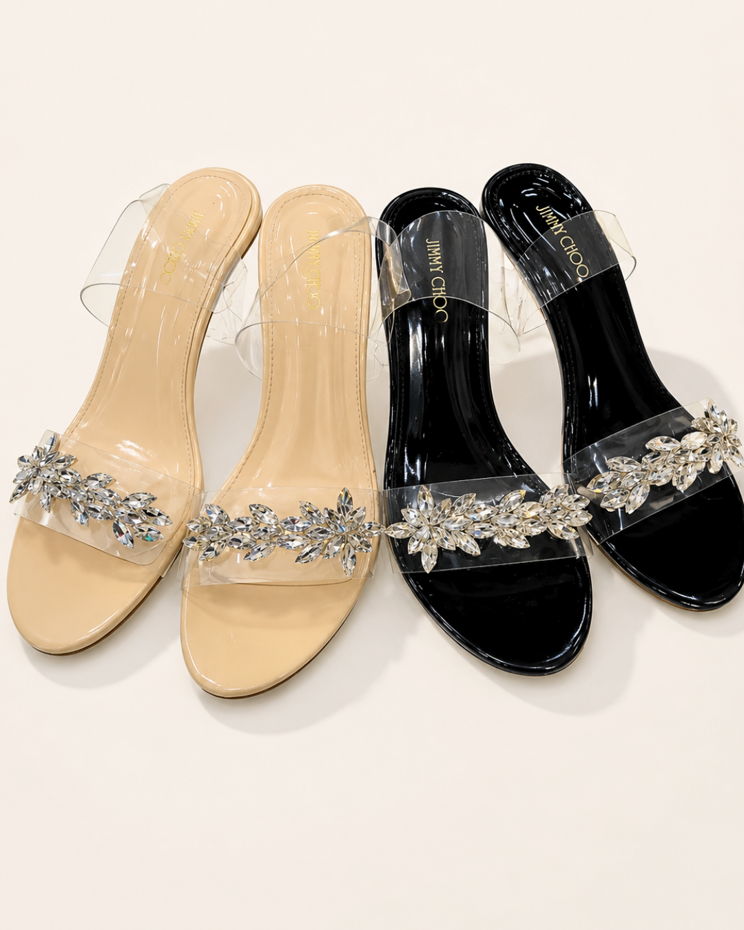 CRYSTAL EMBELLISHED BLOCK HEELS