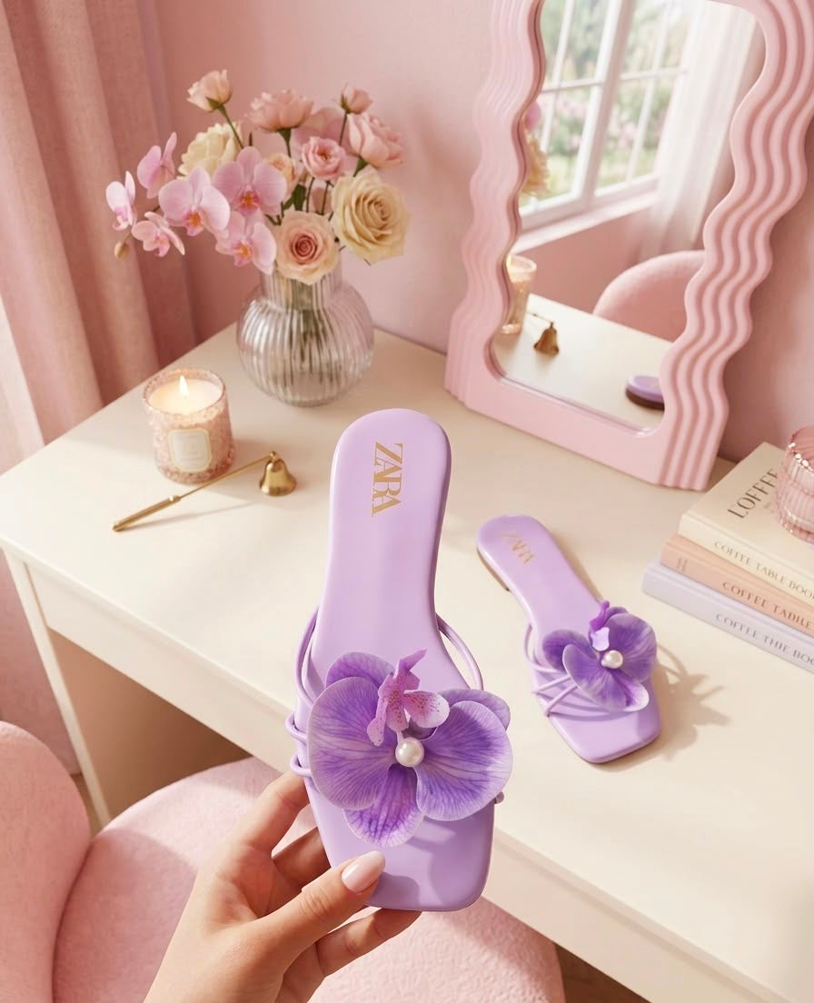 ZARA FLOWER FLATS
