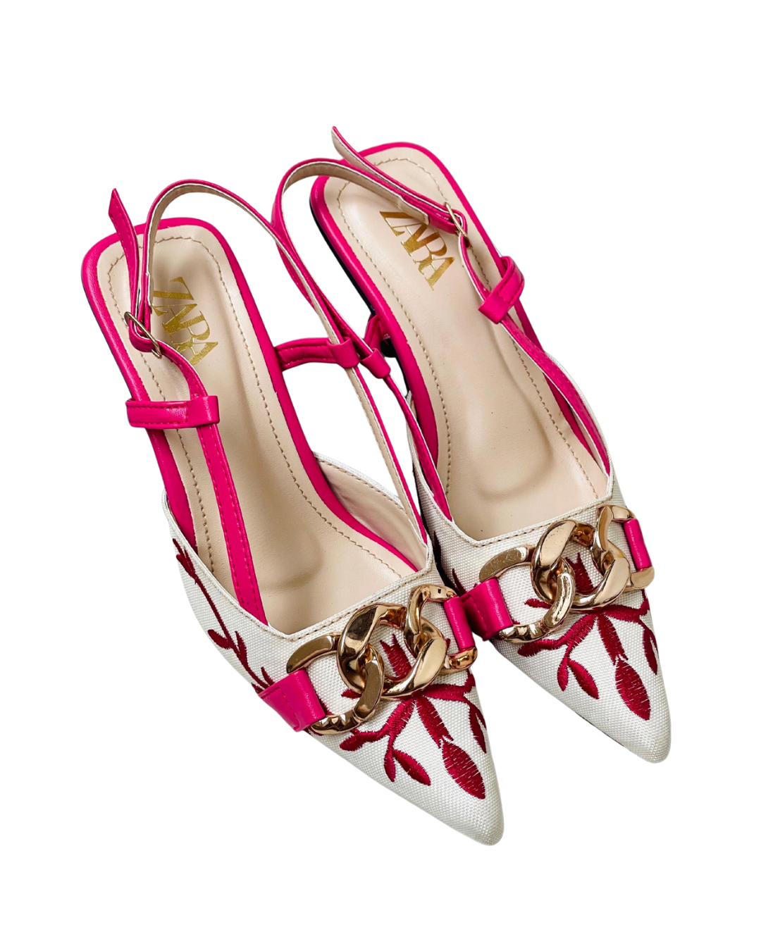 ZARA EMBROIDERED HEELS