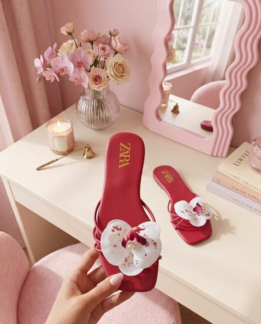 ZARA FLOWER FLATS