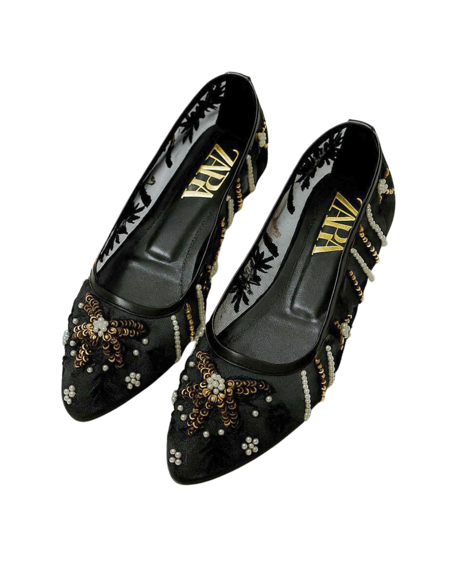 ZARA EMBROIDERED PUMPS