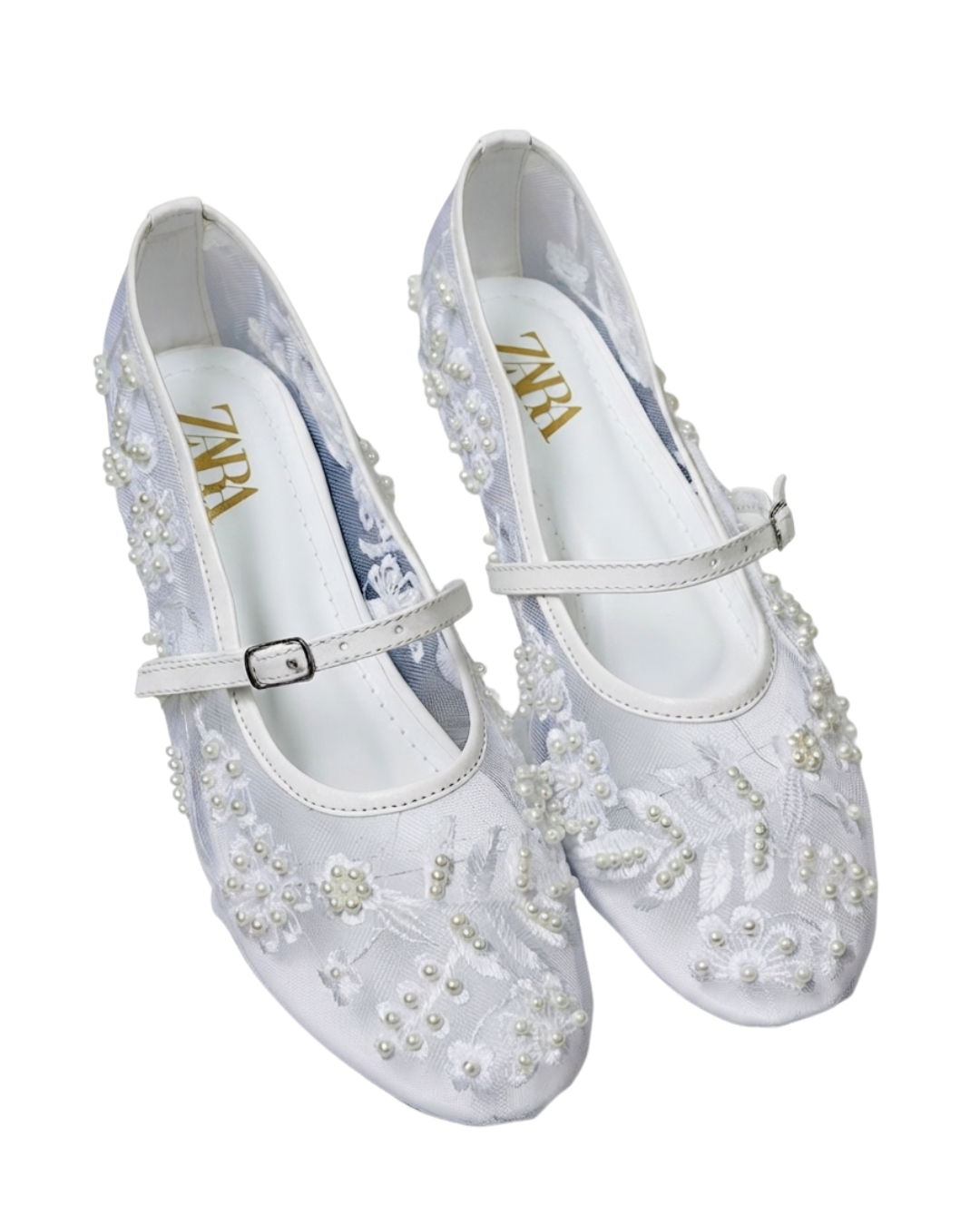 ZARA PEARL-EMBELLISHED MARY JANE PUMPS