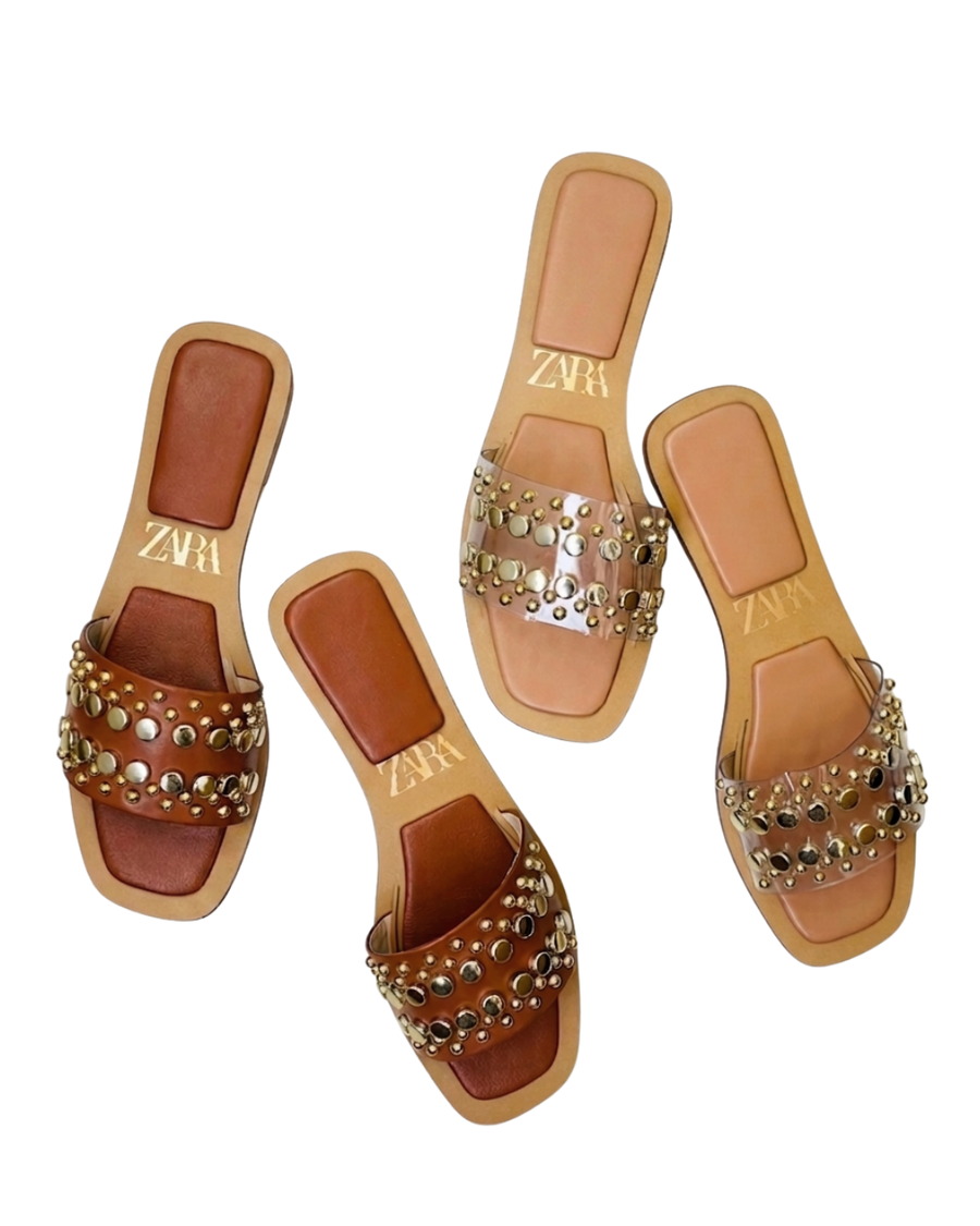 ZARA STUD FLATS