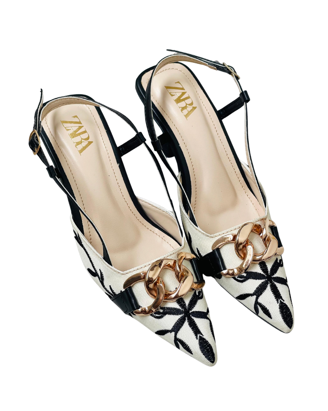 ZARA EMBROIDERED HEELS