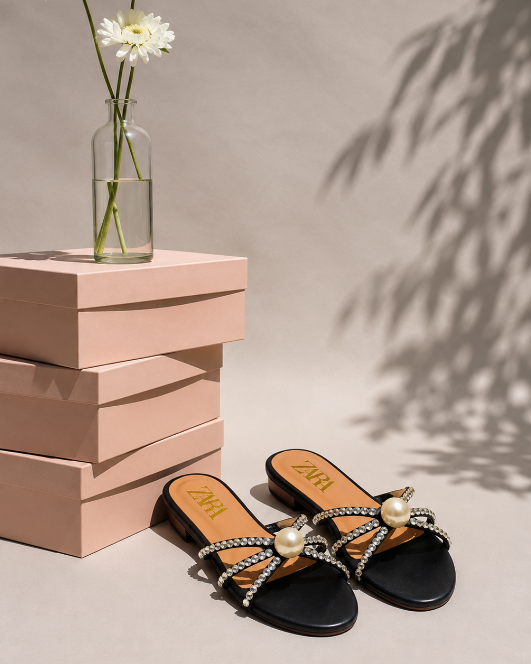 PEARL CRYSTAL CROSSOVER SLIDES