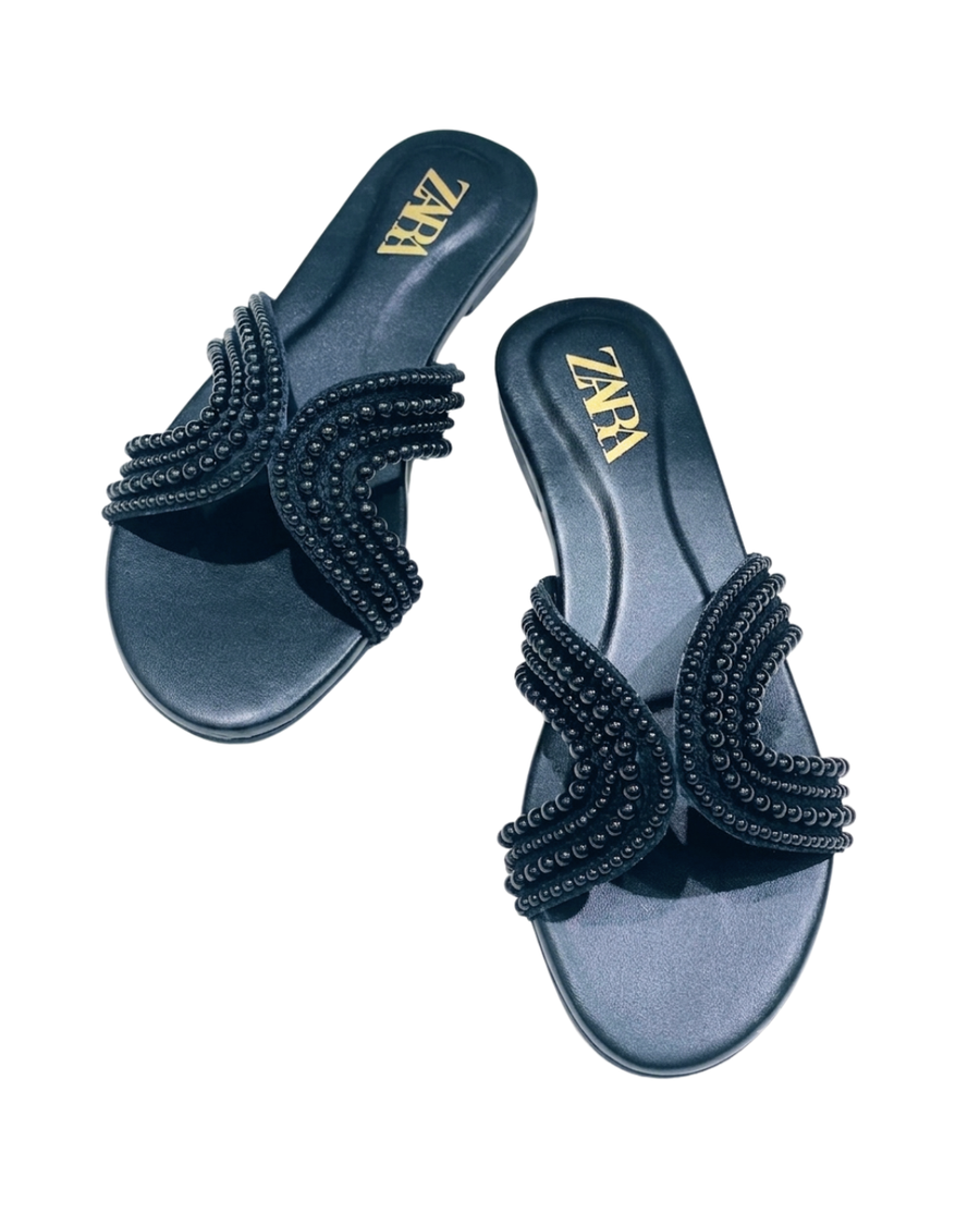 ZARA PEARL EMBROIDERED FLATS