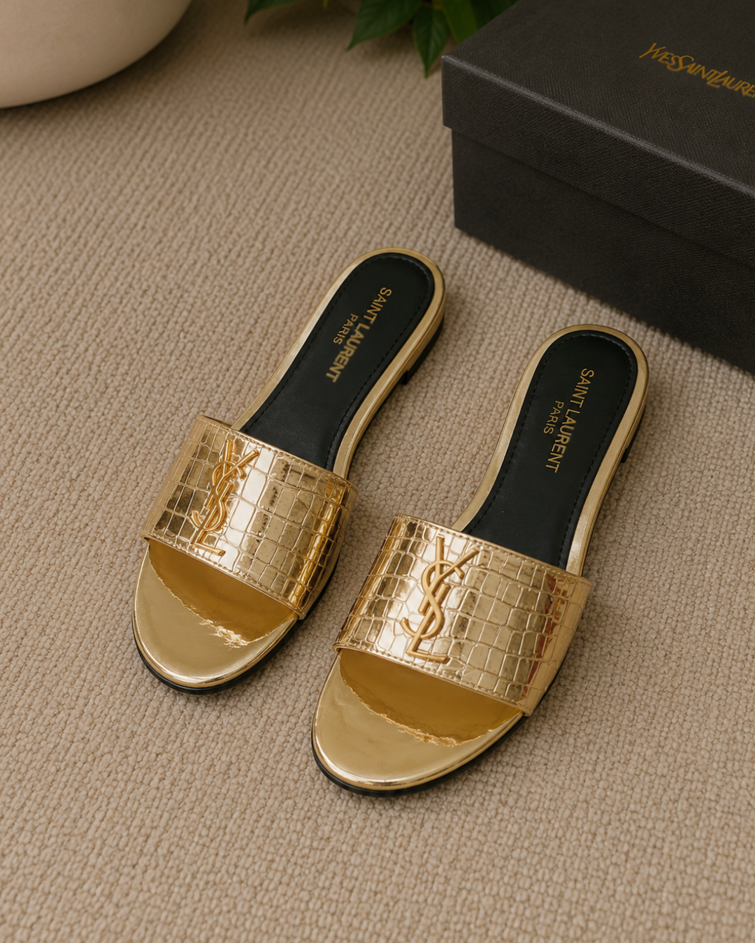 YSL CROC SLIDES