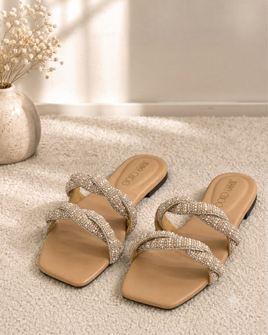 JIMMY CHOO PEARL SLIDES