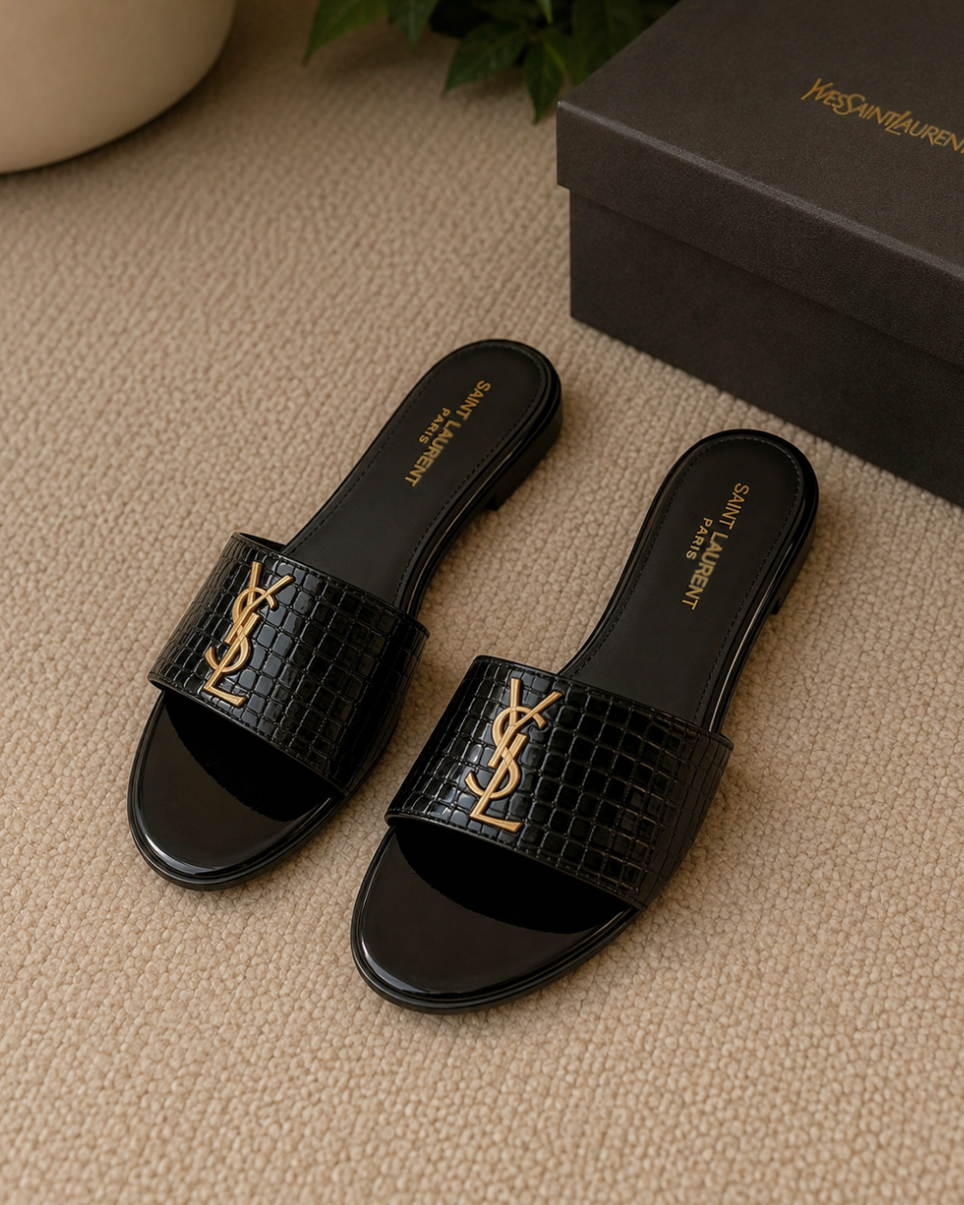 YSL CROC SLIDES