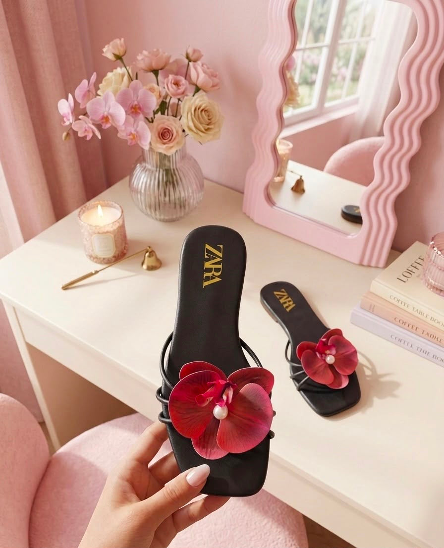 ZARA FLOWER FLATS