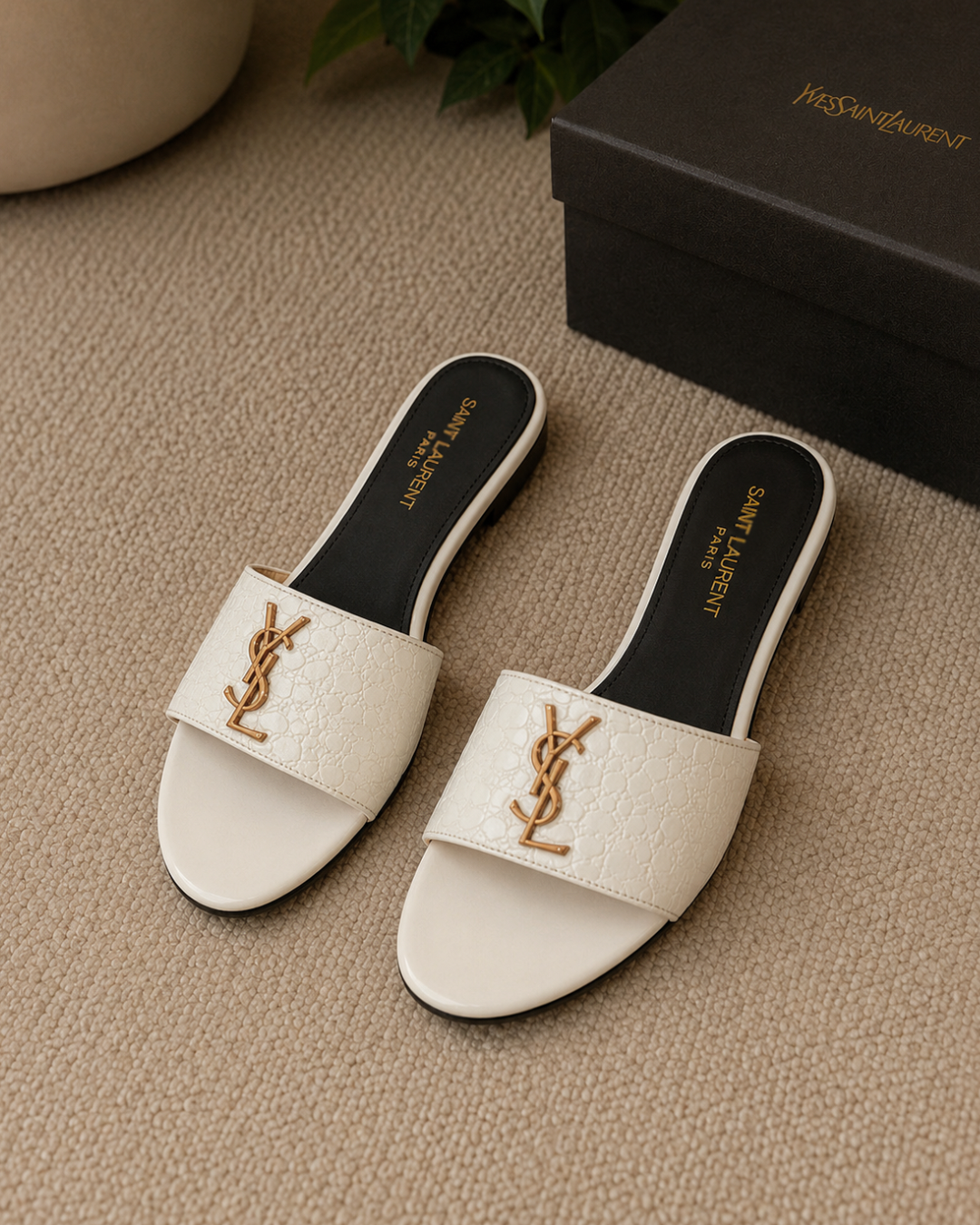 YSL CROC SLIDES
