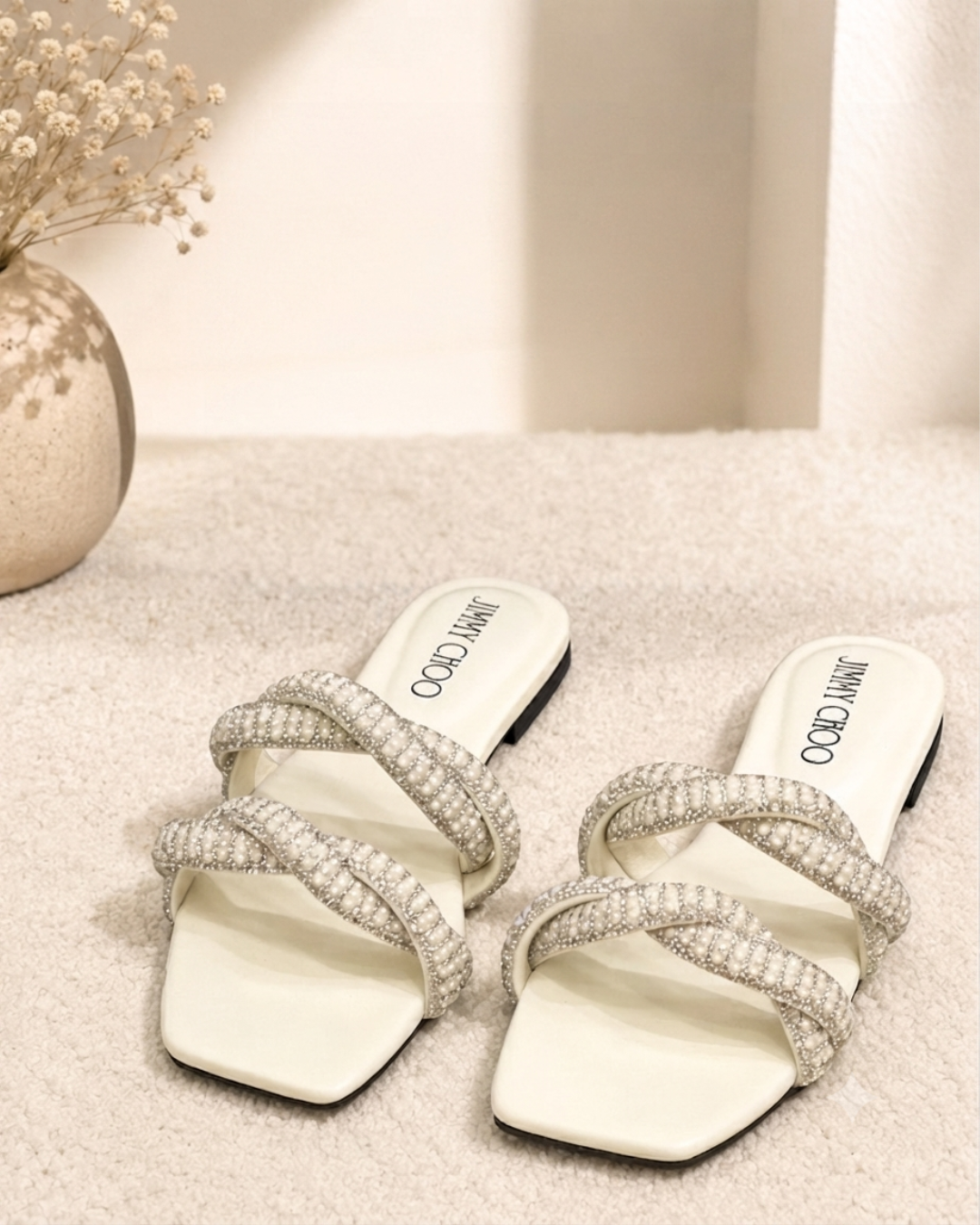 JIMMY CHOO PEARL SLIDES